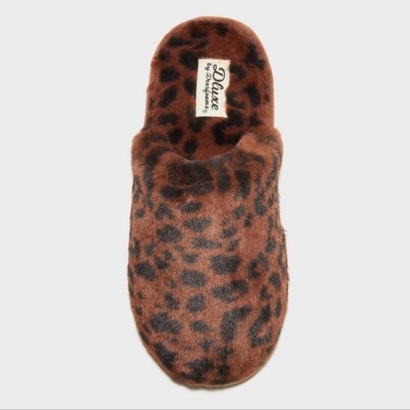 Dluxe by dearfoams brown leopard print slippers size 7-8 - Picture 5 of 10